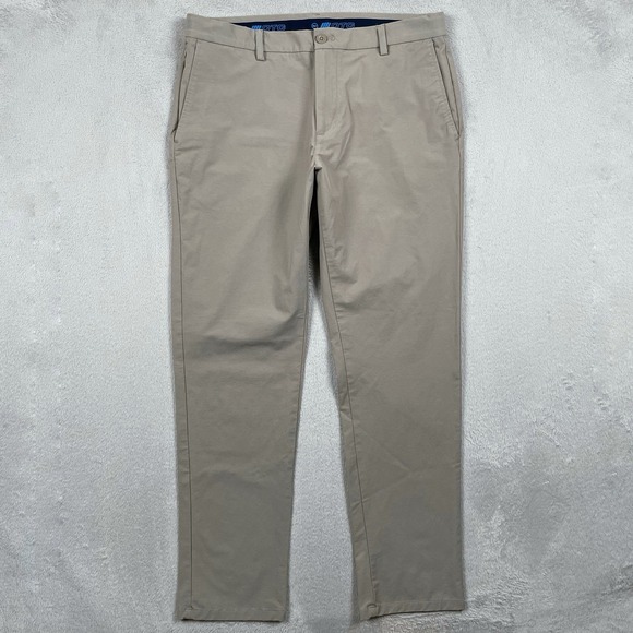 Vineyard Vines OTG Pants Mens 36x32 Beige Stretch Golf Tapered Chino On The Go - Picture 1 of 8